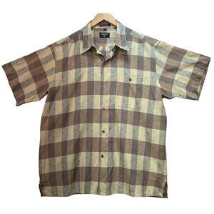 Minos Mens Button Down Shirt Short Sleeve Summer Size XL Multicolor Plaid Pocket